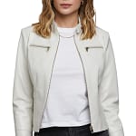 Women’s Cafe Racer White Leather Jacket