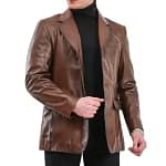 Marlon Kroenig Brown Men’s Genuine Blazer Leather Coat