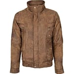 Mens Blouson Style Brown Suede Leather Jacket