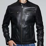 Amigo Casual Black Leather Jacket for Men