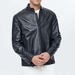 Joye Casual Black Leather Jacket