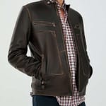 Morisson distressed brown sheepskin leather jacket