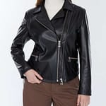 Suzzane Brando Black Leather Jacket Plus Size for Women