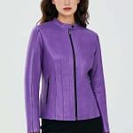 Purple Leather Jacket Women