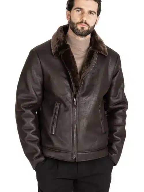 Adam B3 Bomber Brown Military Leather Jacket