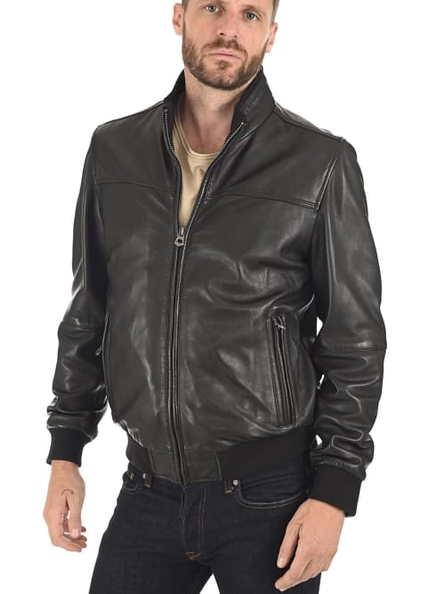Alexander Men Black Leather Jacket
