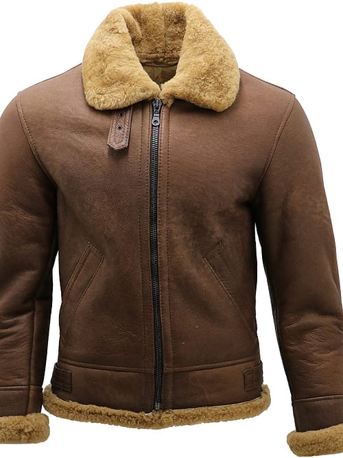 B3 WW2 Aviator Shearling Sheepskin Bomber Leather Jacket