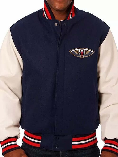 New Orleans Pelicans Wool Varsity Blue and White Jacket