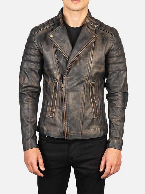 Bolton Distressed Brown Leather Jacket for Men