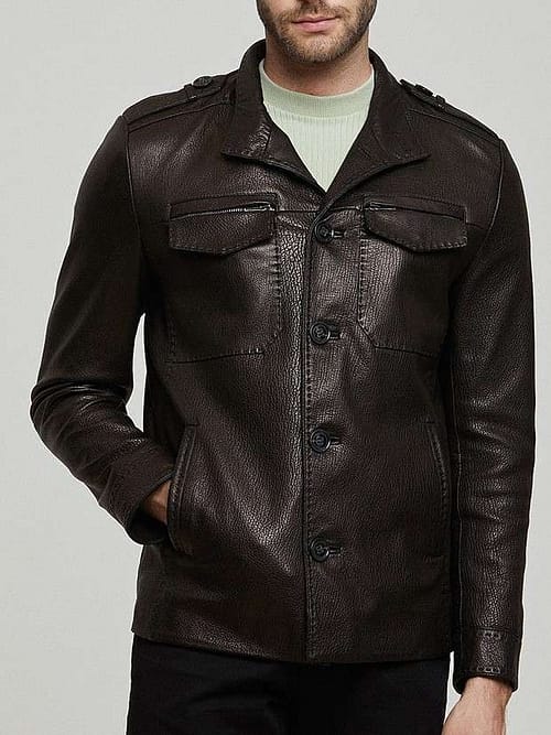 Phillip Milled Cowhide Leather Coat for Men