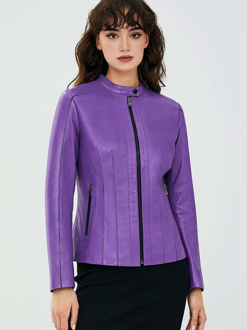 Purple Leather Jacket Women