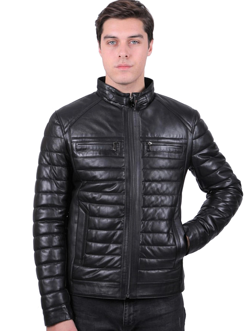 Ralph Black Puffer Bomber Leather Jacket