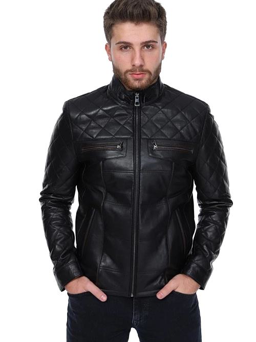 Billy Mens Lightweight Quilted Bomber Leather Jacket