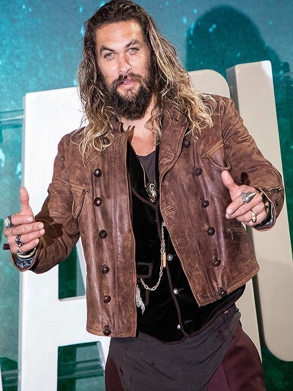 Aquaman Justice League Distressed Brown Leather Jacket