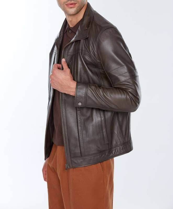 Derek Casual Brown Sheepskin Leather Jacket for Men