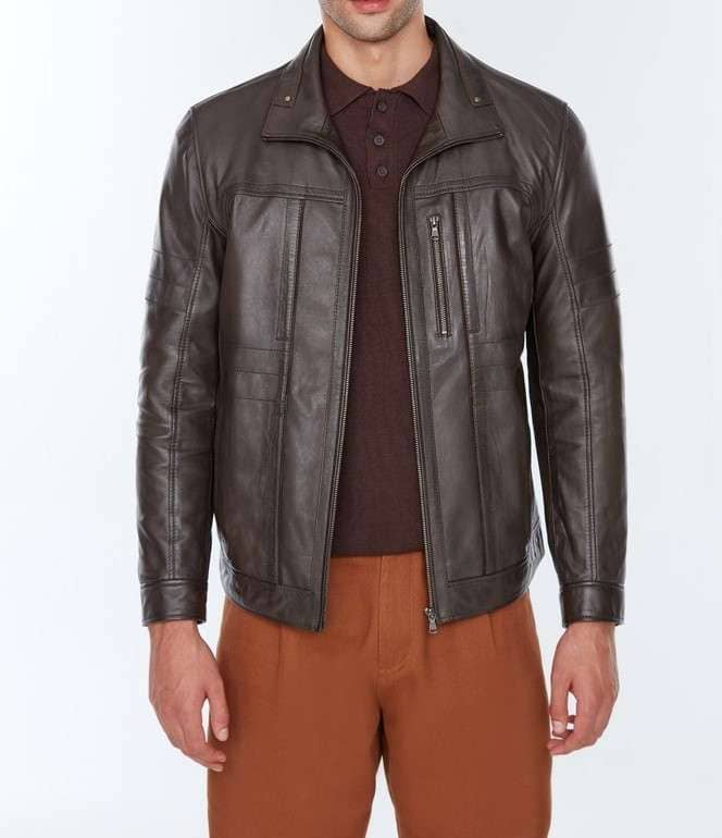 Derek Casual Brown Sheepskin Leather Jacket for Men