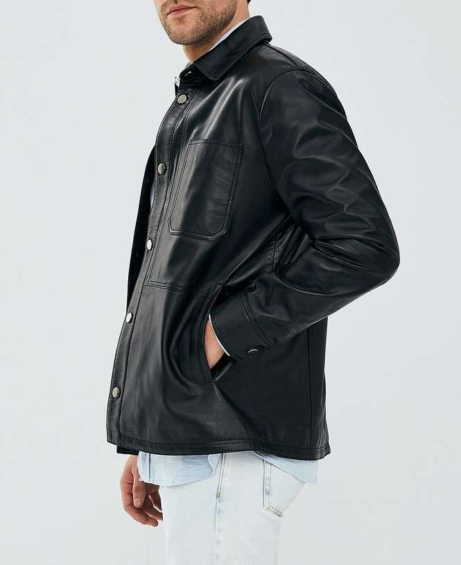 Butler Casual Black Leather Blouson Jacket