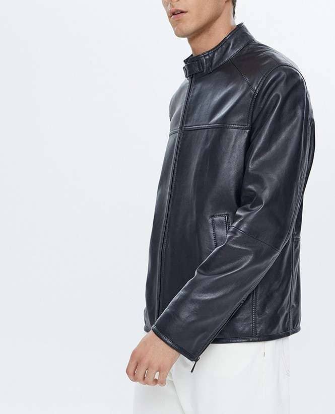 Joye Casual Black Leather Jacket