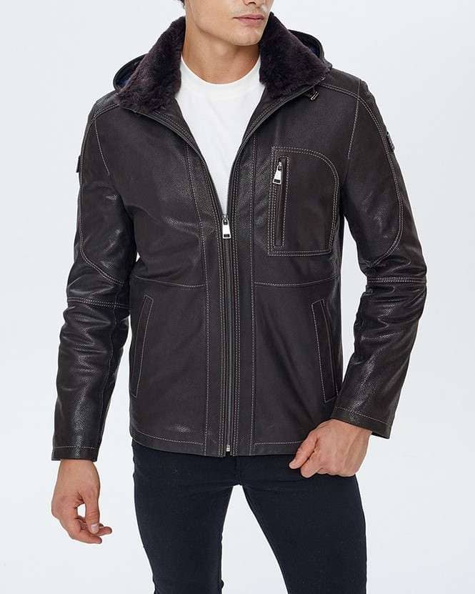 Anderson Black Hooded Leather Jacket