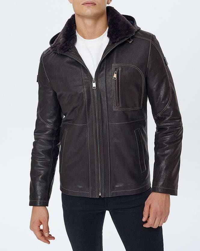 Anderson Black Hooded Leather Jacket