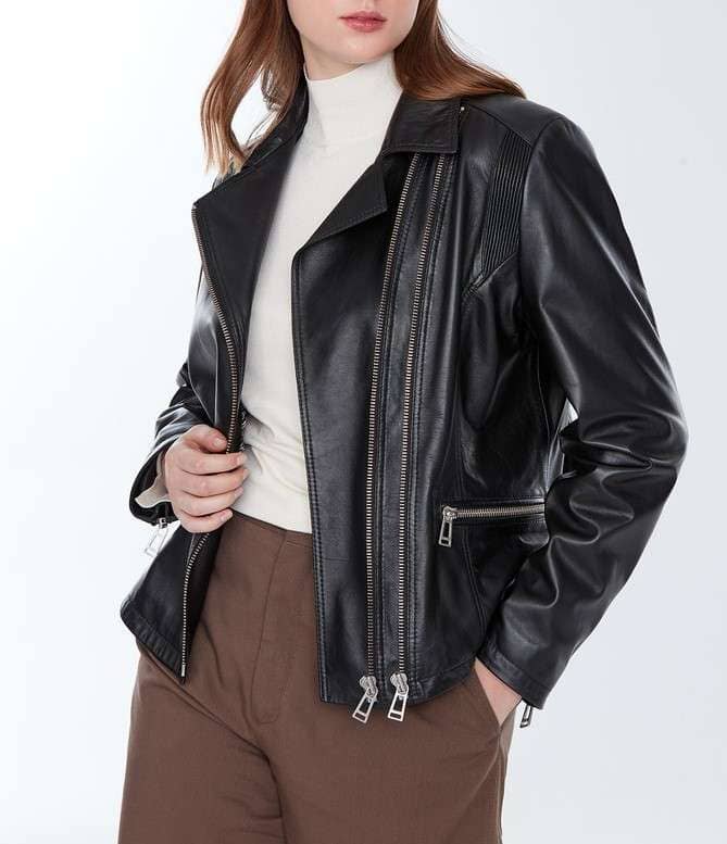 Suzzane Brando Black Leather Jacket Plus Size for Women