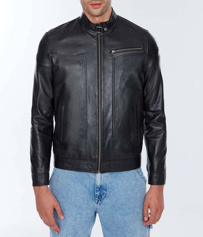 Adrian Black Sheepskin Leather Jacket for Men