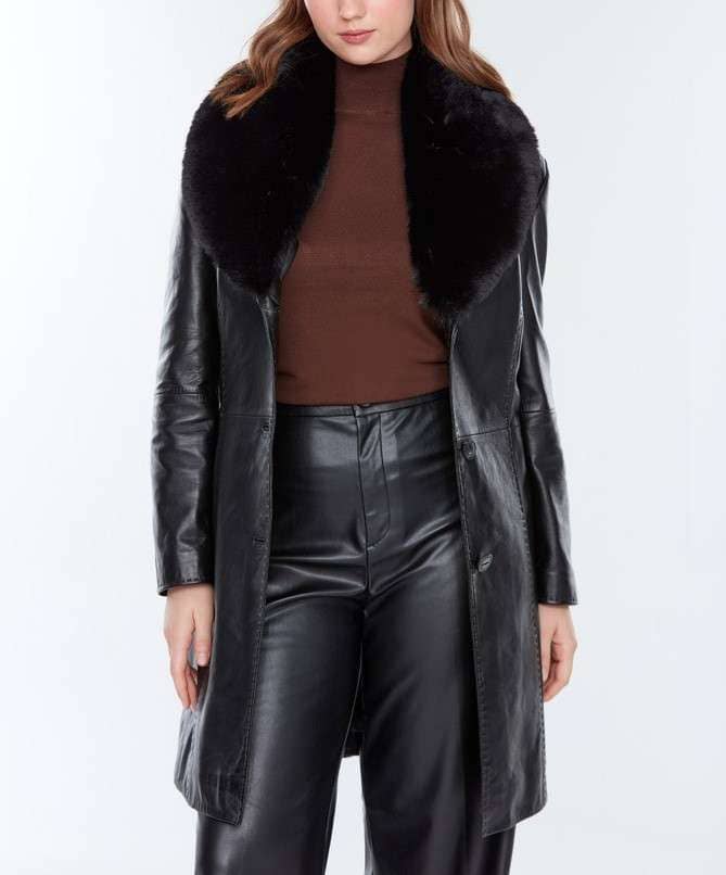 Alice Long Leather Coat for Plus Size Women