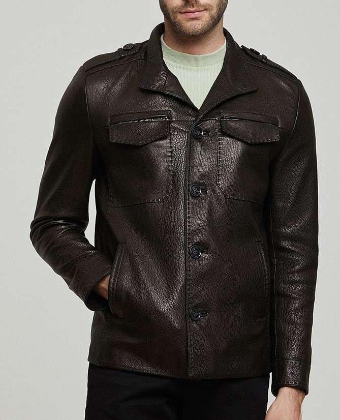 Phillip Milled Cowhide Leather Coat for Men