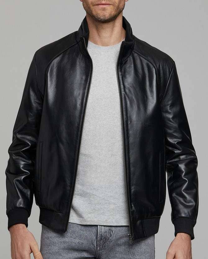 Jeremy Men's Black Bomber Leather Jacket