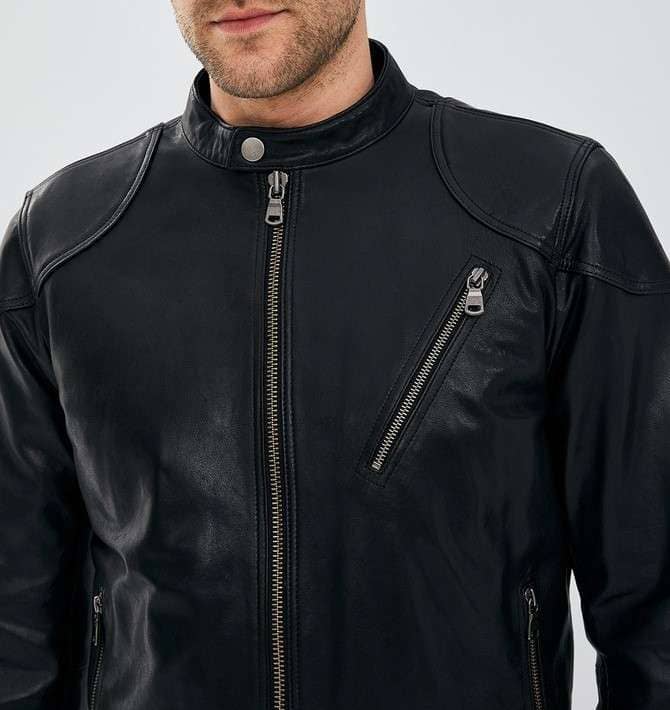 Burton Casual Black Sheepskin Leather Jacket