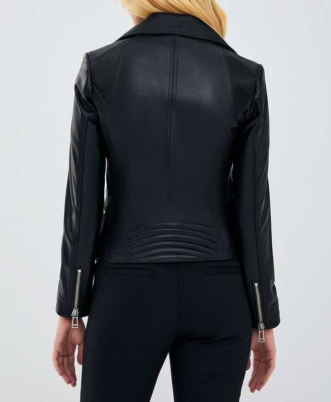 Lily Short Body Black Biker Jacket for Women
