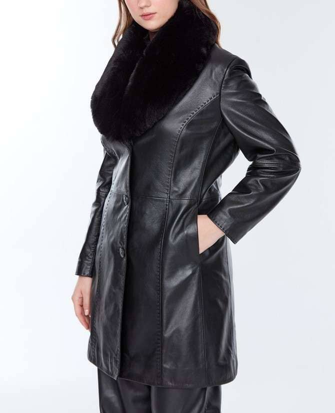 Alice Long Leather Coat for Plus Size Women