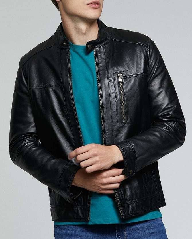 Bridgestone Casual Black Leather Jacket
