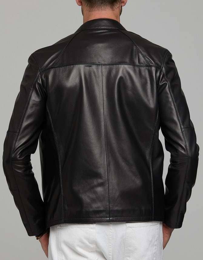 John Casual Black Mens Leather Jacket