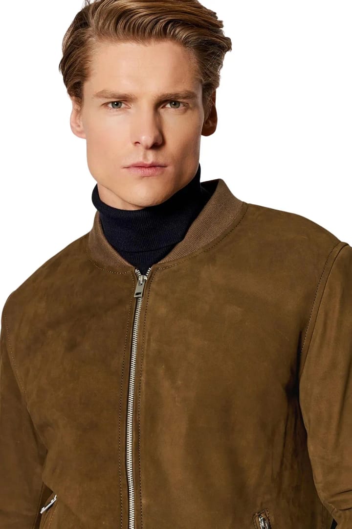 men brown suede jacket