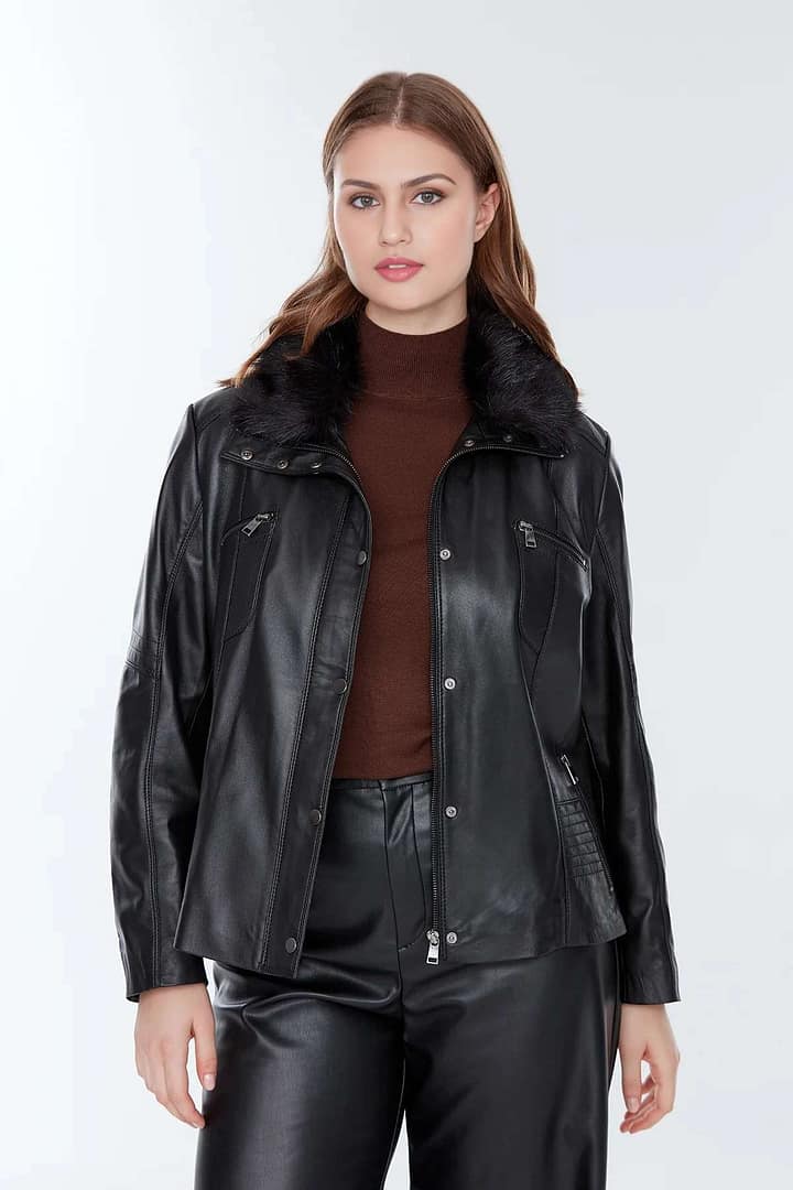 leather jacket womens plus size