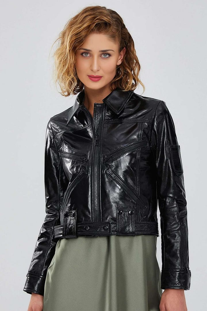 womens leather blazer