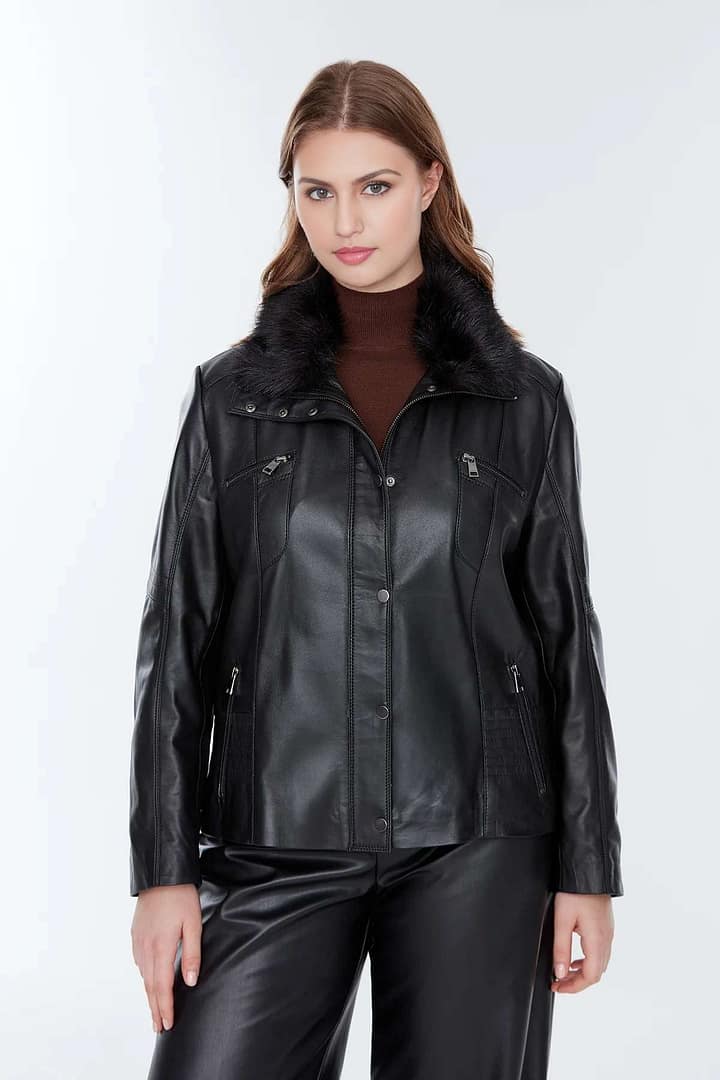 plus size womens leather winter coats