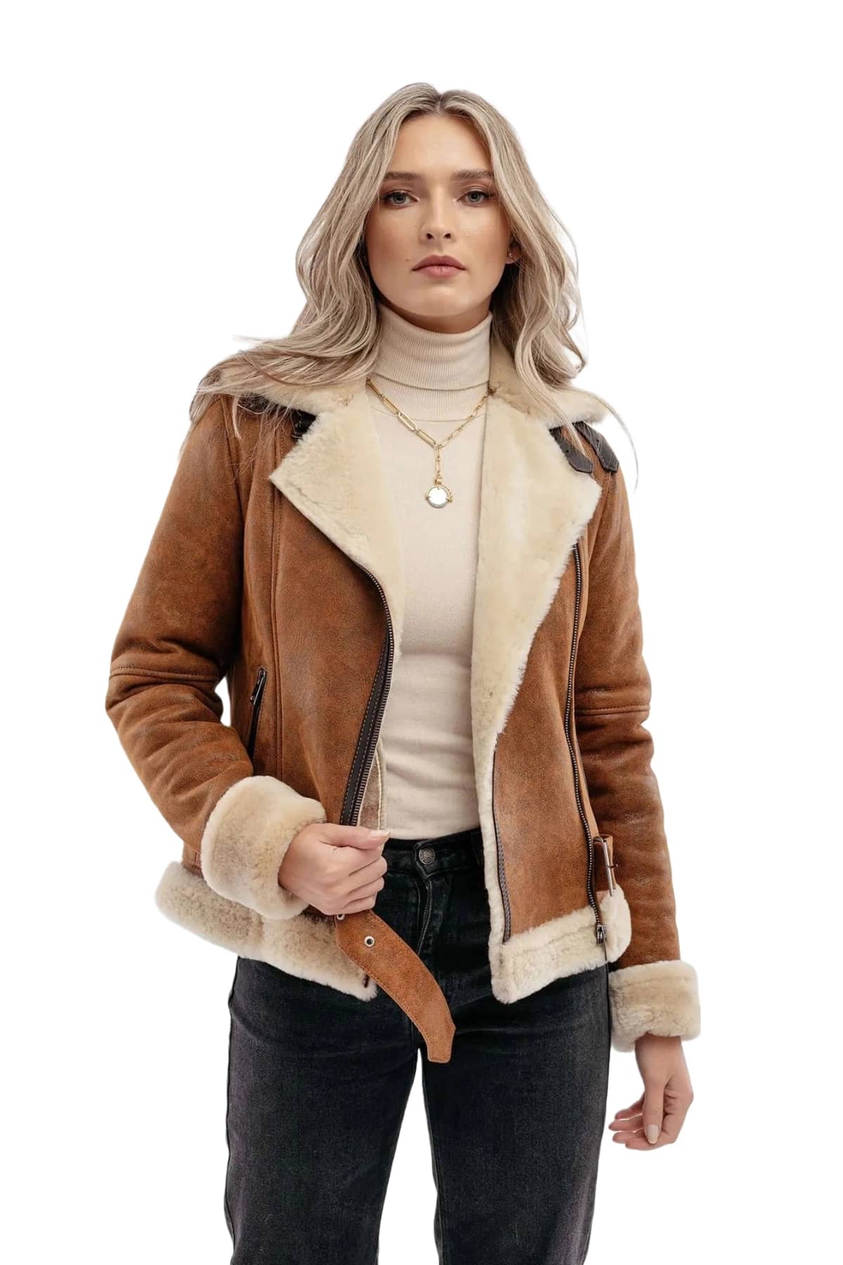 Buy VTMNTS women brown convertible leather and denim jacket for $1,725  online on SV77, VL14JA700C